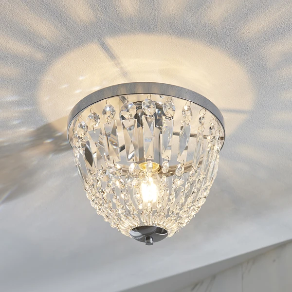 Crystal Glass Flush Bathroom Light